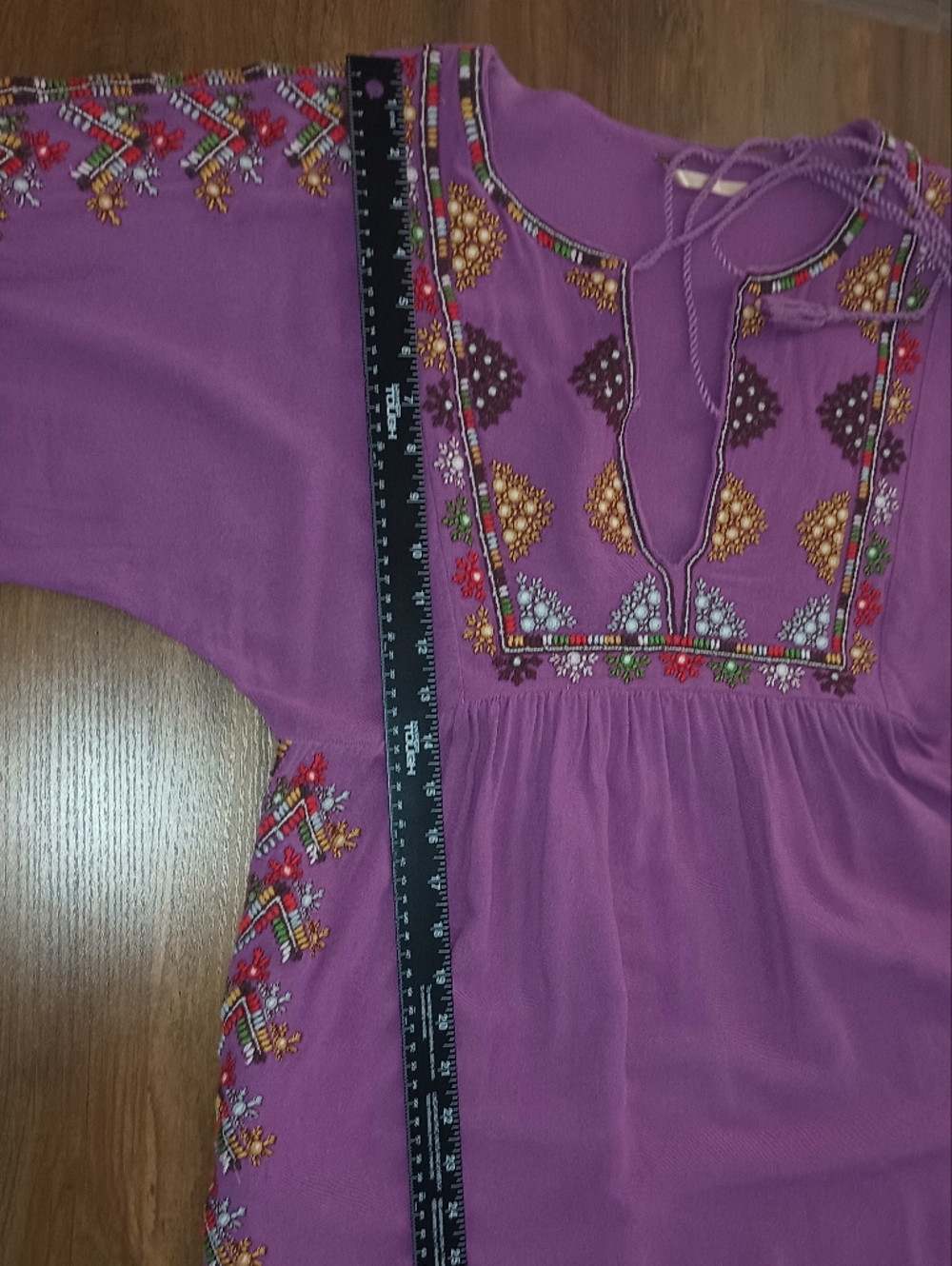 Free People Starlight Mini Dress Purple Balochi Embroidery Boho Tassel Pockets S - Picture 8 of 13